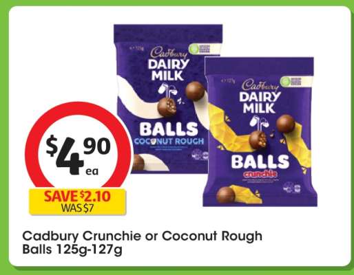 Cadbury Crunchie or Coconut Rough Balls 125g-127g