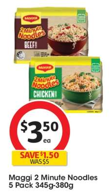 Maggi 2 Minute Noodles 5 Pack 345g-380g