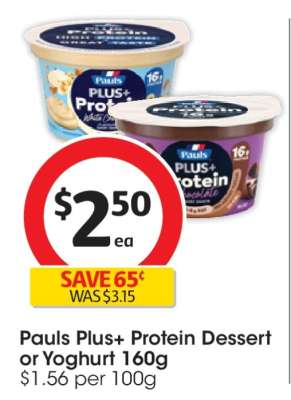 Pauls Plus+ Protein Dessert or Yoghurt 160g