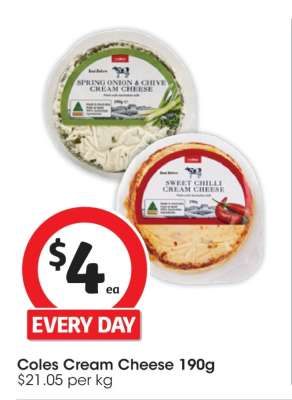 Coles Cream Cheese 190g