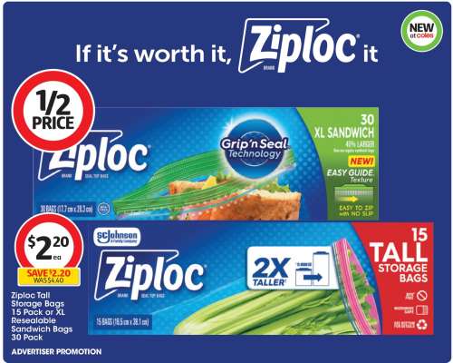 Ziploc Tall Storage Bags