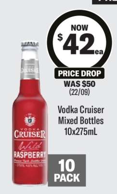 Vodka Cruiser Mixed Bottles 10x275mL
