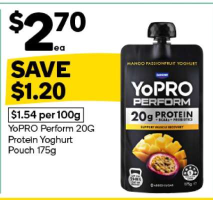 YoPRO Perform 20G Protein Yoghurt Pouch 175g