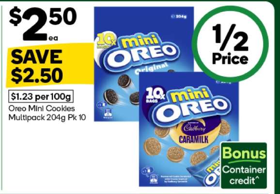Oreo Mini Cookies Multipack 204g Pk 10