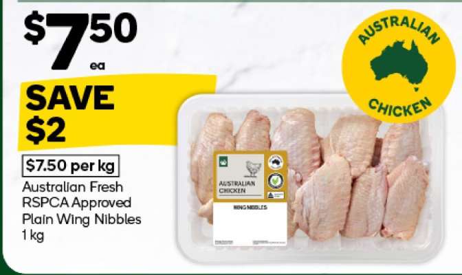 Australian Fresh RSPCA Approved Plain Wing Nibbles 1 kg