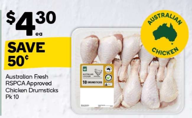 Australian Fresh RSPCA Approved Chicken Drumsticks Pk 10