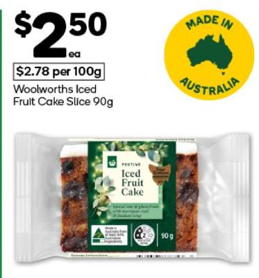 Woolworths Iced Fruit Cake Slice 90g