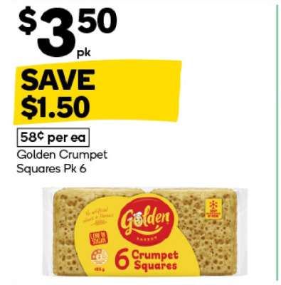 Golden Crumpet Squares Pk 6