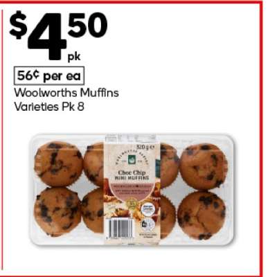Woolworths Muffins Varieties Pk 8