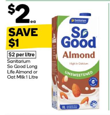 Sanitarium So Good Long Life Almond or Oat Milk 1 Litre