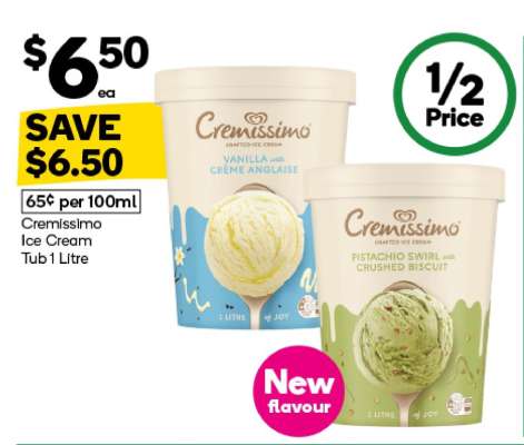 Cremissimo Ice Cream Tub 1 Litre