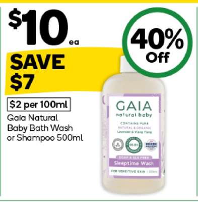 Gaia Natural Baby Bath Wash or Shampoo 500ml
