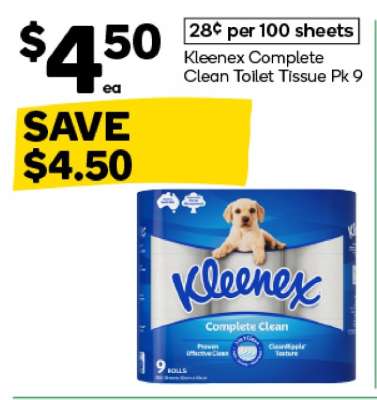 Kleenex Complete Clean Toilet Tissue Pk 9