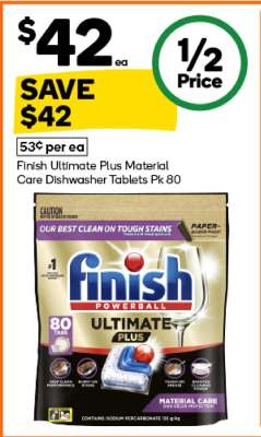 Finish Ultimate Plus Material Care Dishwasher Tablets Pk 80