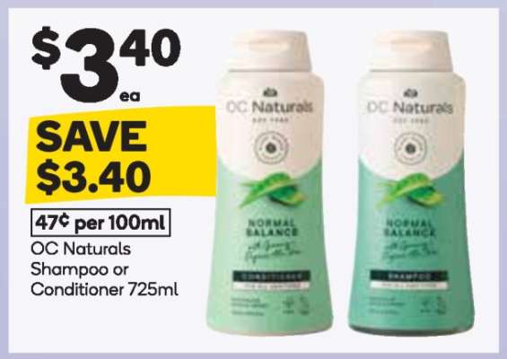 OC Naturals Shampoo or Conditioner 725mL