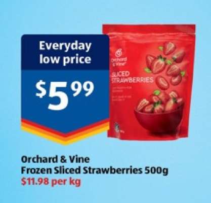 Orchard & Vine Frozen Sliced Strawberries 500g