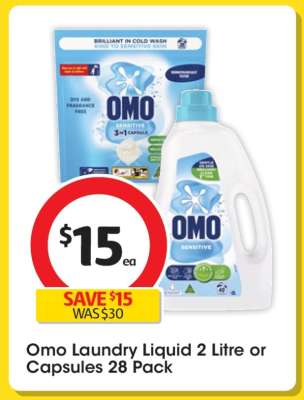 Omo Laundry Liquid 2 Litre or Capsules 28 Pack