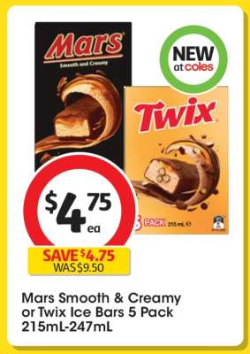 Mars Smooth & Creamy or Twix Ice Bars 5 Pack