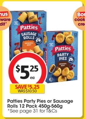 Patties Party Pies or Sausage Rolls