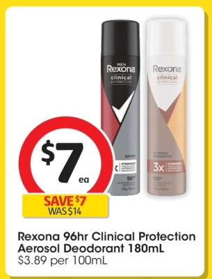 Rexona 96hr Clinical Protection Aerosol Deodorant 180mL