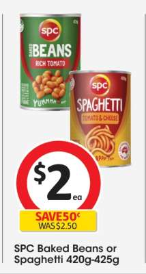 SPC Baked Beans or Spaghetti 420g-425g