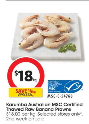 Karumba Australian MSC Certified Thawed Raw Banana Prawns