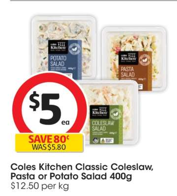 Coles Kitchen Classic Coleslaw, Pasta or Potato Salad 400g