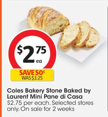 Coles Bakery Stone Baked by Laurent Mini Pane di Casa