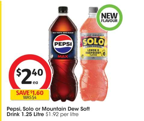 Pepsi, Solo or Mountain Dew Soft Drink