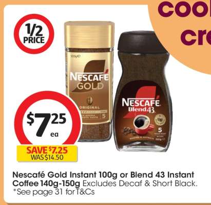 Nescafé Gold Instant 100g or Blend 43 Instant Coffee 140g-150g