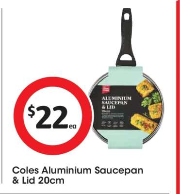 Coles Aluminium Saucepan & Lid 20cm