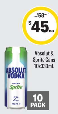 Absolut & Sprite Cans 10x330mL