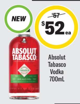 Absolut Tabasco Vodka 700mL
