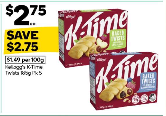 Kellogg's K-Time Twists 185g Pk 5
