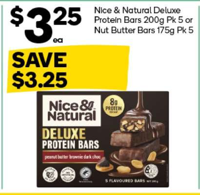 Nice & Natural Deluxe Protein Bars 200g Pk 5 or Nut Butter Bars 175g Pk 5