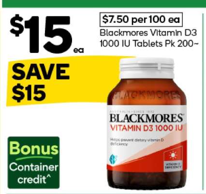 Blackmores Vitamin D3 1000 IU Tablets Pk 200~