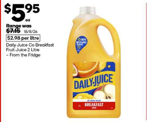 Daily Juice Co Breakfast Fruit Juice 2 Litre