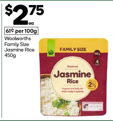 Woolworths Family Size Jasmine Rice 450g