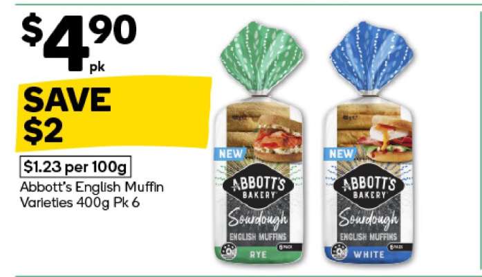 Abbott's English Muffin Varieties 400g Pk 6
