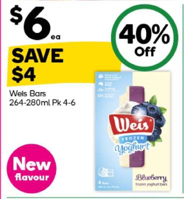 Weis Bars 264-280ml Pk 4-6