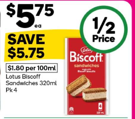 Lotus Biscoff Sandwiches 320ml Pk 4