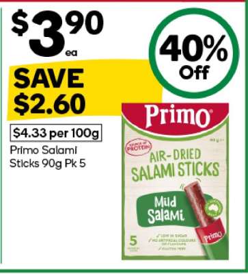 Primo Salami Sticks 90g Pk 5