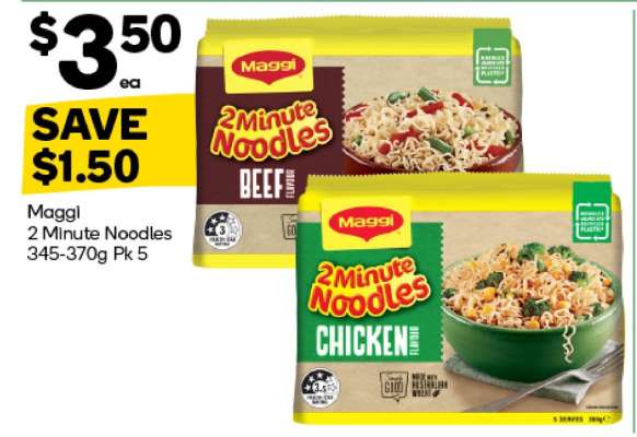 Maggi 2 Minute Noodles 345-370g Pk 5