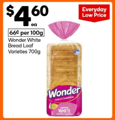 Wonder White Bread Loaf Varieties 700g