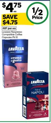 LavAzza Nespresso Compatible Coffee Capsules Pk 10
