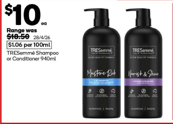 Tresemmé Shampoo or Conditioner 940mL