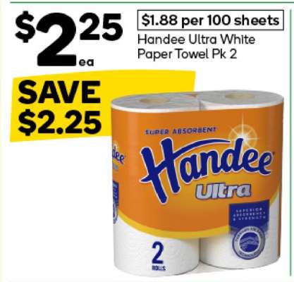 Handee Ultra White Paper Towel Pk 2