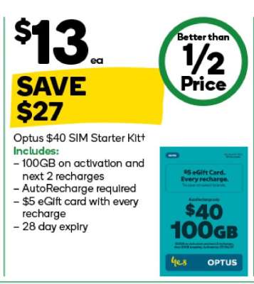Optus $40 SIM Starter Kit#