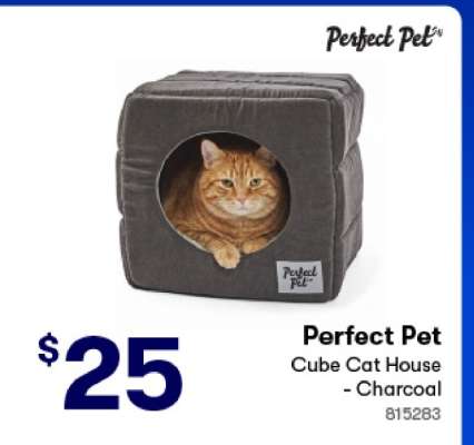 Perfect Pet Cube Cat House - Charcoal