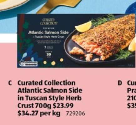 Curated Collection Atlantic Salmon Side in Tuscan Style Herb Crust 700g